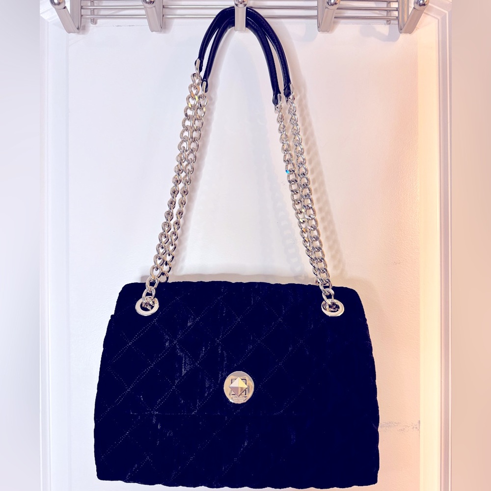 Kate Spade Quilted Velvet Black Chain Strap Bag